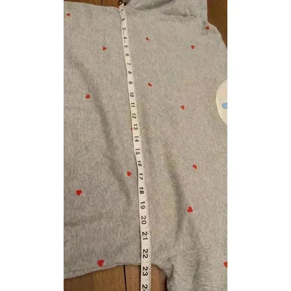 Women's long sweatshirt dress w/ puffed sleeves & small heart print detail XL - Picture 6 of 7